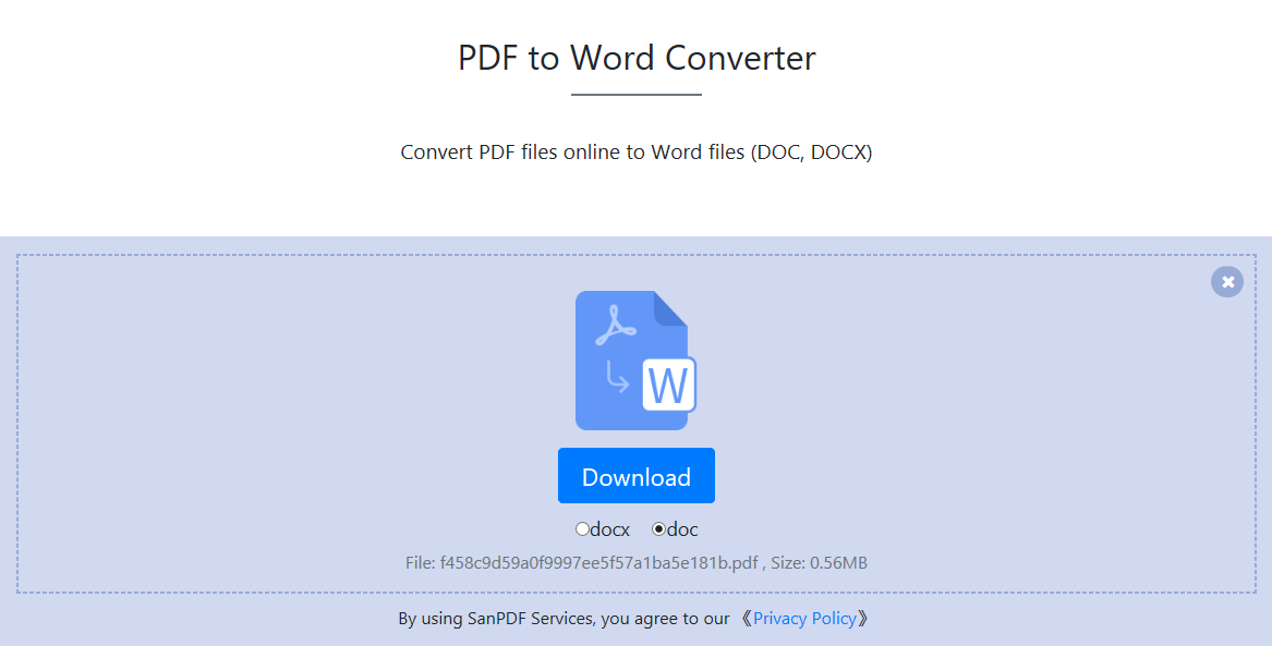 Como Converter Arquivos Pdf Para Arquivos Do Word Doc Docx Usando O Sanpdf Ferramenta De 5672